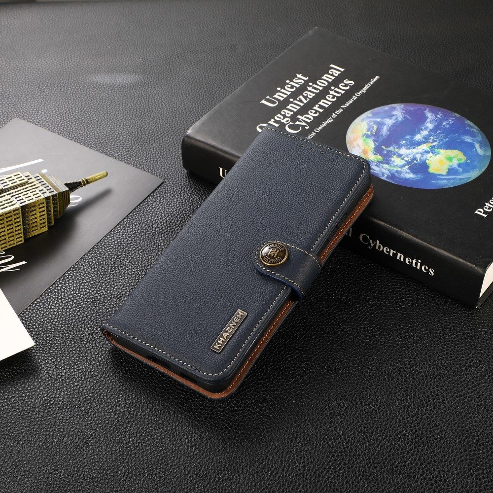 Apple iPhone 13 Mini Hoesje RFID Portemonnee Book Case Echt Leer Blauw afbeelding 5
