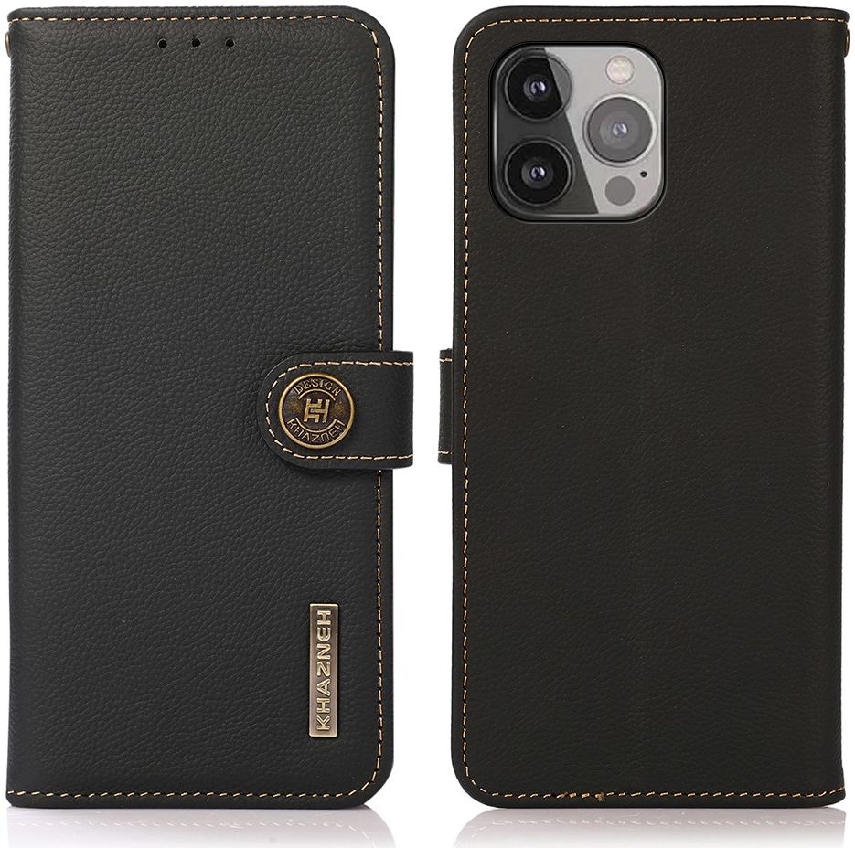 Apple iPhone 13 Pro Max Hoesje RFID Portemonnee Echt Leer Zwart afbeelding 4