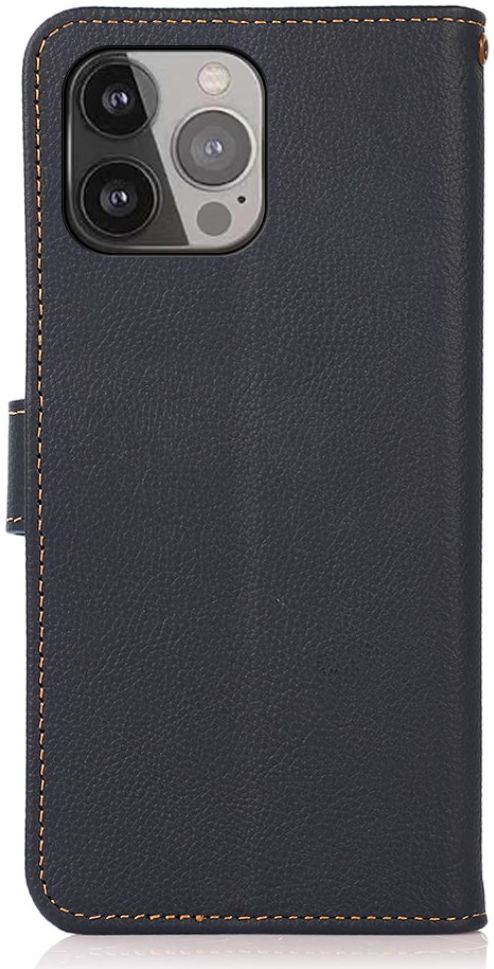 Apple iPhone 13 Pro Max Hoesje RFID Portemonnee Echt Leer Blauw afbeelding 7