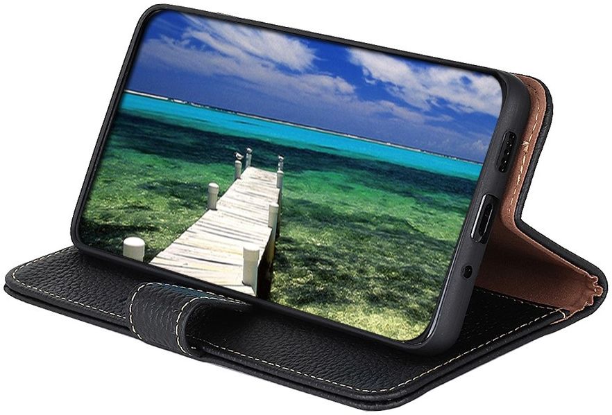 KHAZNEH Apple iPhone 13 Hoesje Portemonnee Echt Leer Zwart afbeelding 7