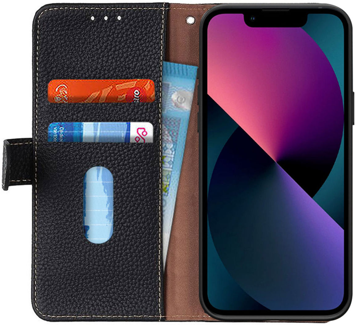 KHAZNEH Apple iPhone 13 Mini Hoesje Wallet Book Case Kunstleer Zwart afbeelding 1