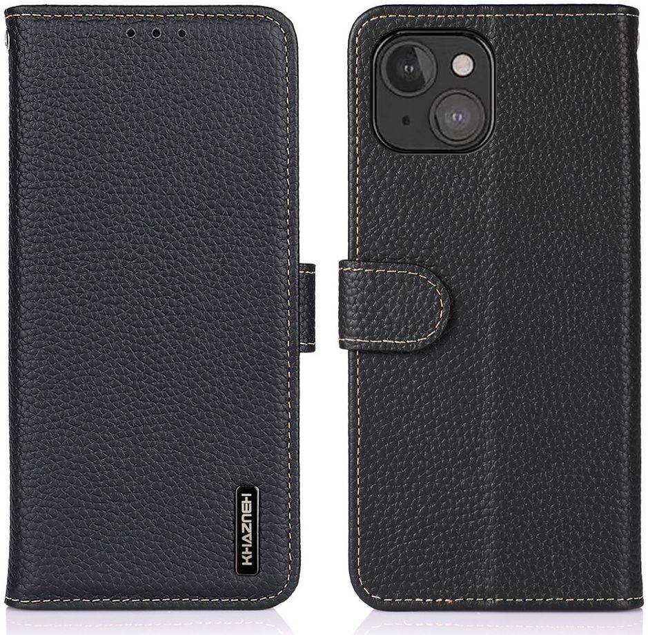 KHAZNEH Apple iPhone 13 Mini Hoesje Wallet Book Case Kunstleer Zwart afbeelding 2