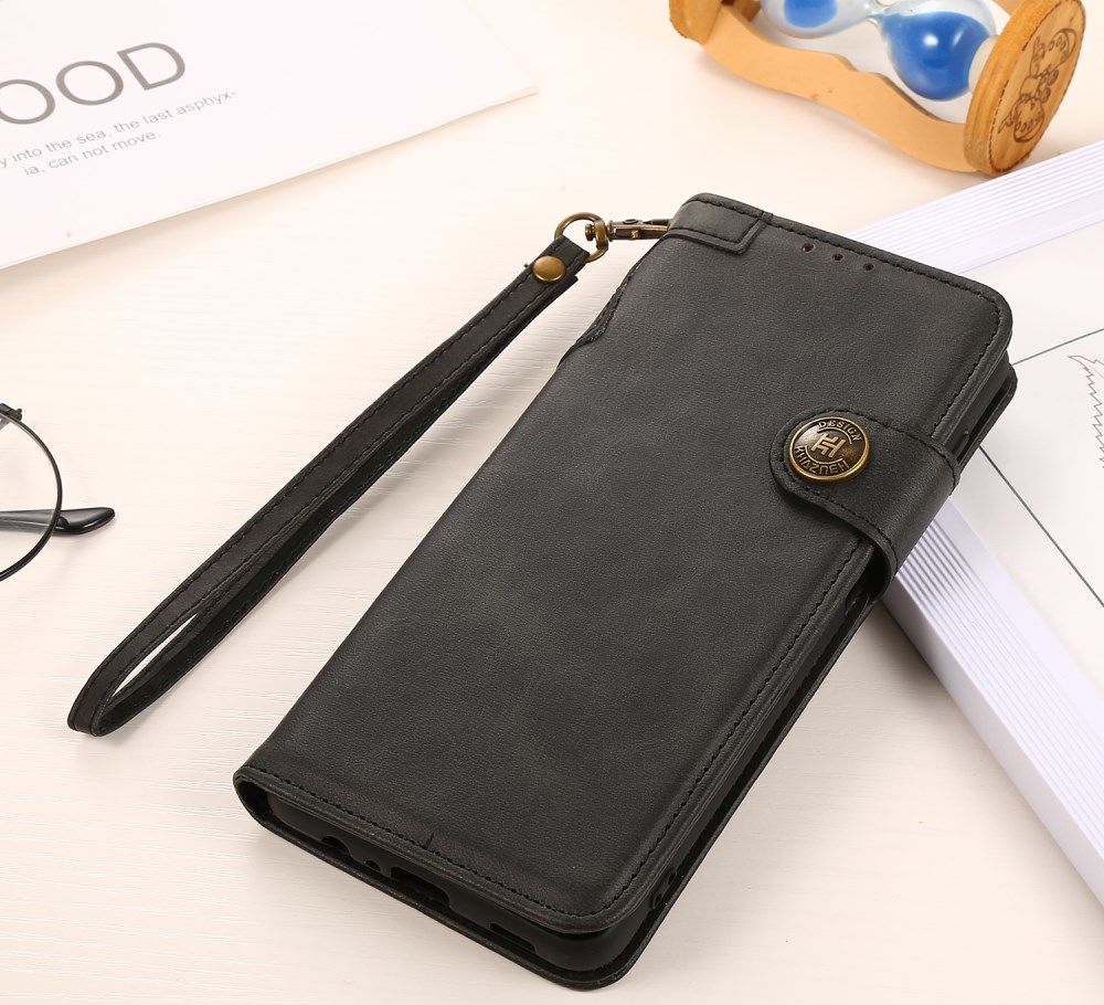 Apple iPhone 13 Mini Hoesje Retro Wallet Book Case met Koord Zwart afbeelding 7