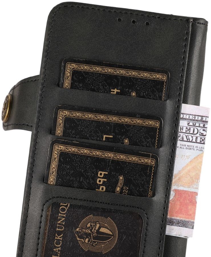 Apple iPhone 13 Mini Hoesje Retro Wallet Book Case met Koord Zwart afbeelding 9
