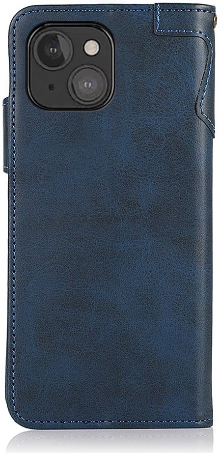 Apple iPhone 13 Mini Hoesje Retro Wallet Book Case met Koord Blauw afbeelding 4