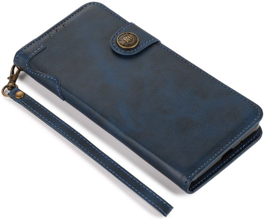 Apple iPhone 13 Mini Hoesje Retro Wallet Book Case met Koord Blauw afbeelding 7
