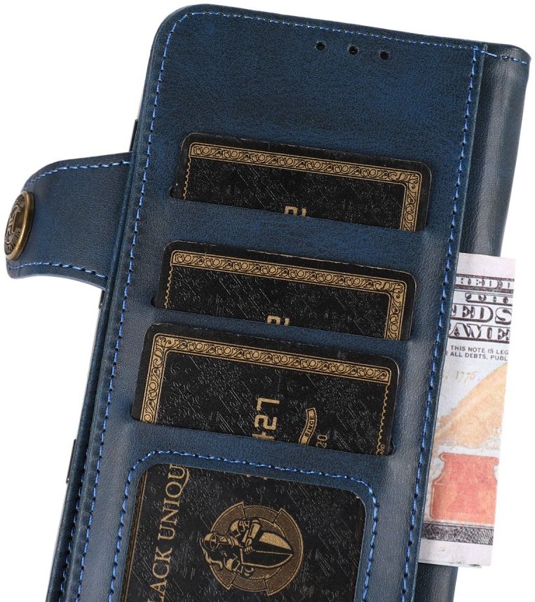 Apple iPhone 13 Mini Hoesje Retro Wallet Book Case met Koord Blauw afbeelding 8