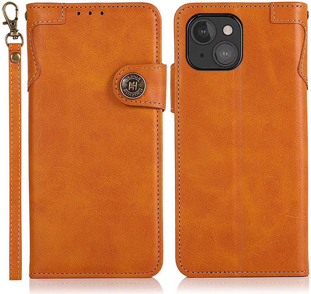 Apple iPhone 13 Mini Hoesje Retro Wallet Book Case met Koord Bruin afbeelding 2