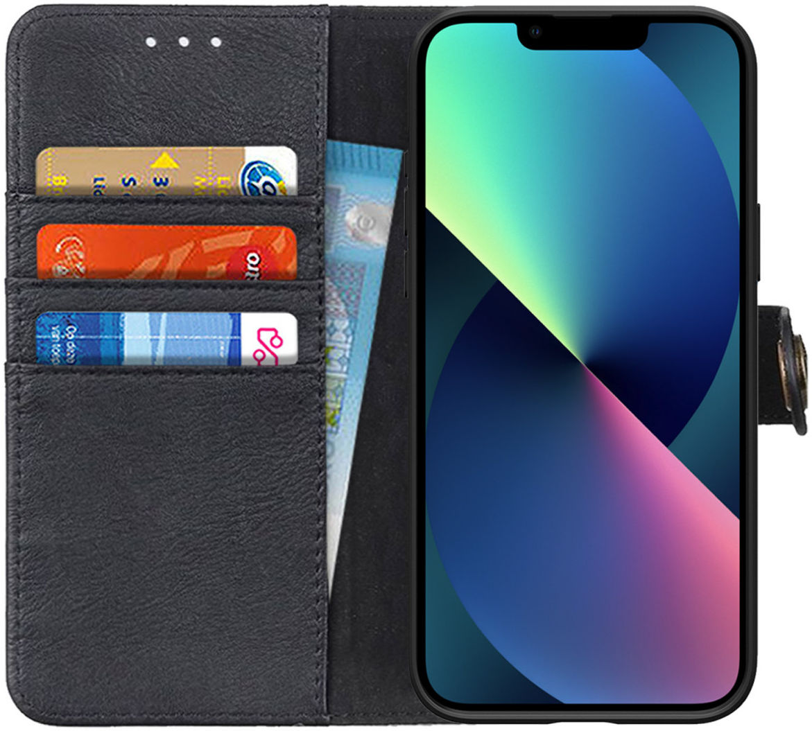 KHAZNEH Apple iPhone 13 Hoesje Portemonnee Book Case Zwart afbeelding 1