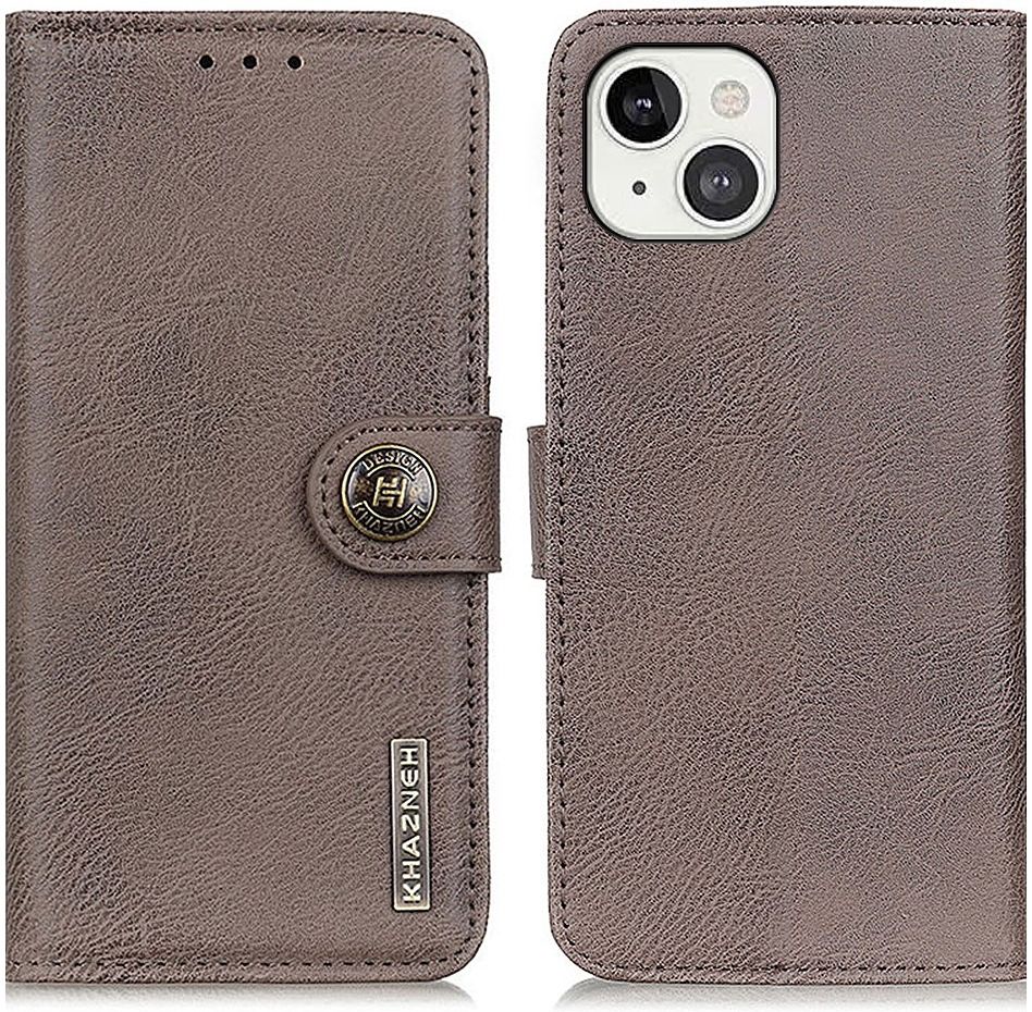 KHAZNEH Apple iPhone 13 Hoesje Portemonnee Book Case Grijs afbeelding 3