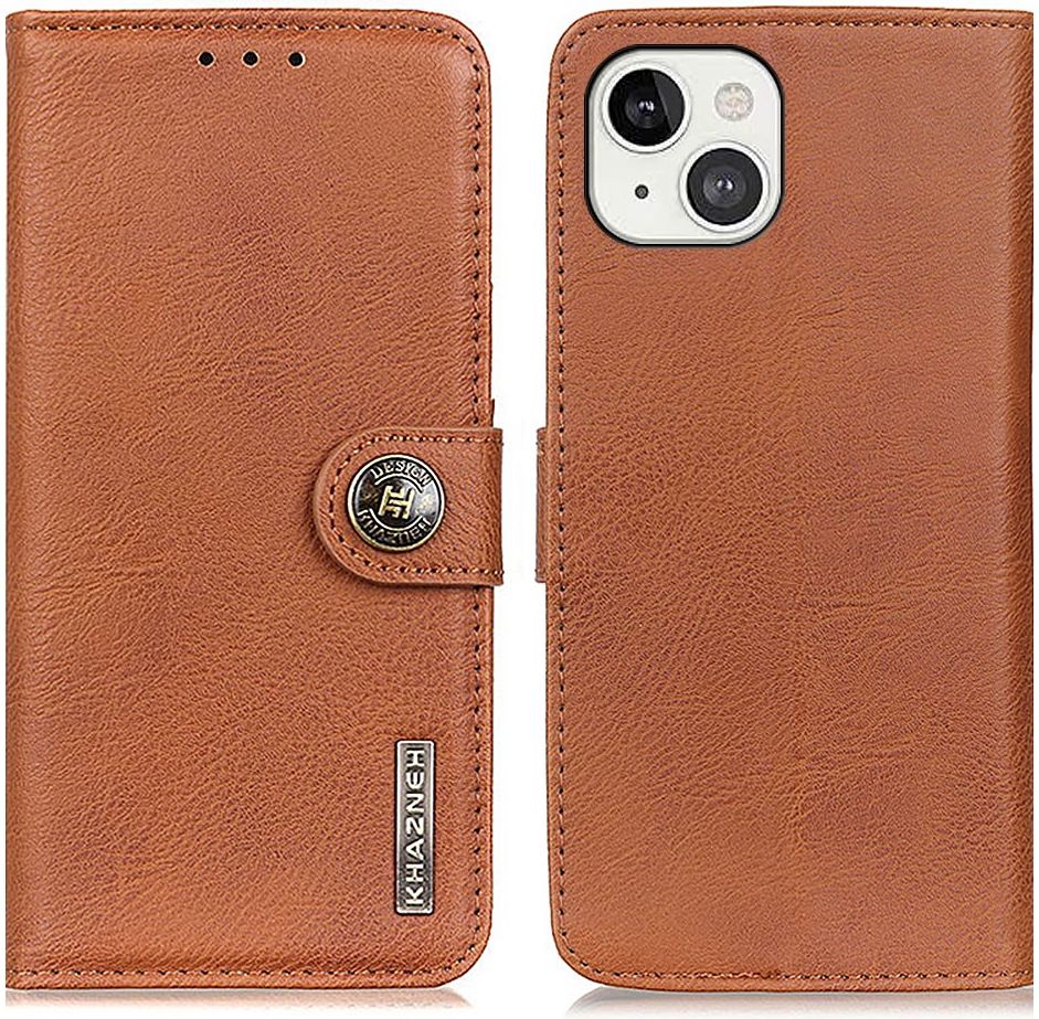 KHAZNEH Apple iPhone 13 Hoesje Portemonnee Book Case Bruin afbeelding 3
