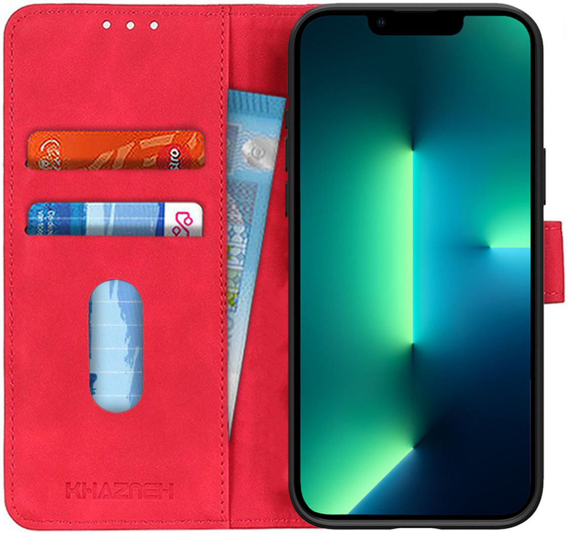 Apple iPhone 13 Pro Max Hoesje Retro Wallet Book Case Rood afbeelding 1