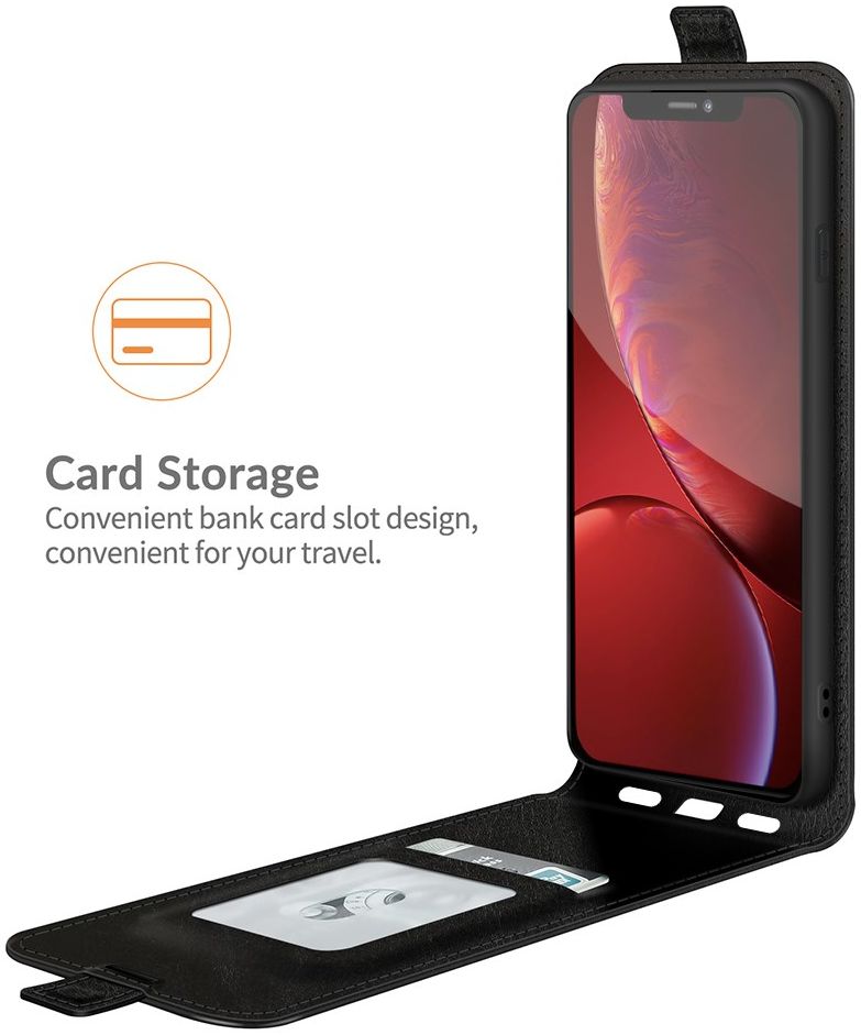 Apple iPhone 13 Pro Hoesje Verticale Flip Wallet Case Kunstleer Zwart afbeelding 3