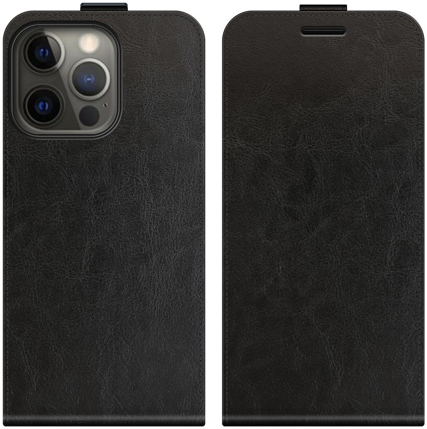 Apple iPhone 13 Pro Hoesje Verticale Flip Wallet Case Kunstleer Zwart afbeelding 7