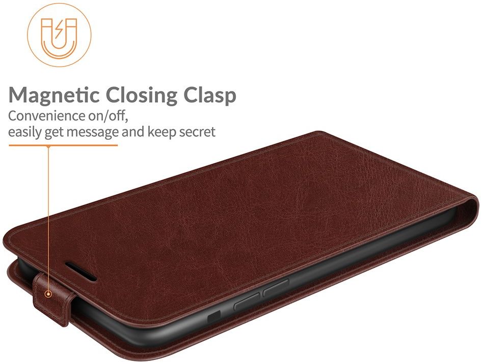 Apple iPhone 13 Pro Hoesje Verticale Flip Wallet Case Kunstleer Bruin afbeelding 4