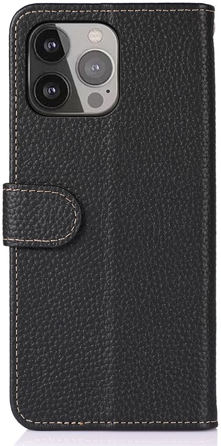 Apple iPhone 13 Pro Max Hoesje Portemonnee Book Case Echt Leer Zwart afbeelding 7