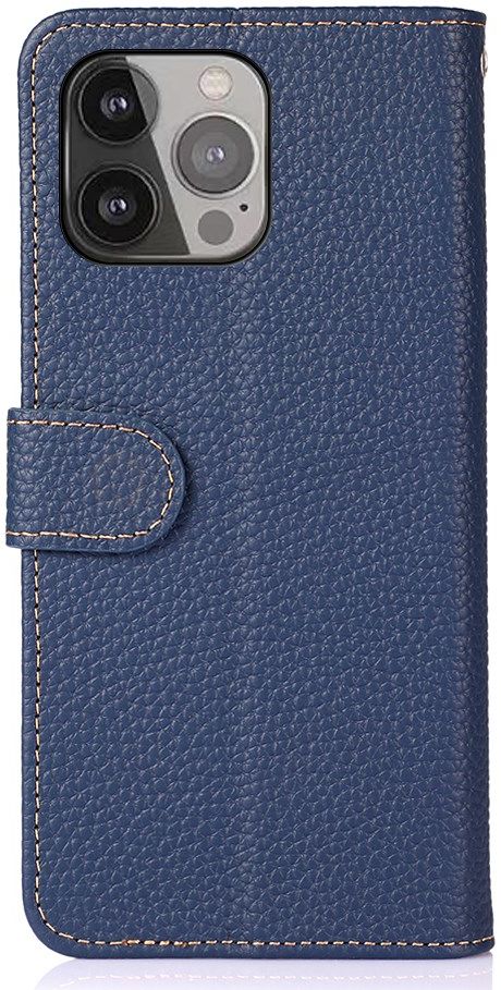 Apple iPhone 13 Pro Max Hoesje Portemonnee Book Case Echt Leer Blauw afbeelding 7