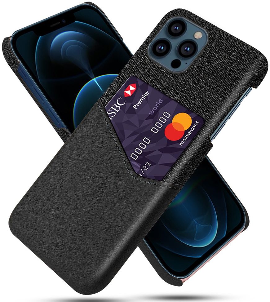 Apple iPhone 13 Pro Max Hoesje met Kaartsleuf Back Cover Bruin Zwart afbeelding 1