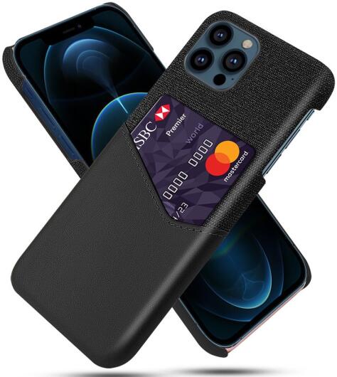 Apple iPhone 13 Pro Max Hoesje met Kaartsleuf Back Cover Bruin Zwart afbeelding 1