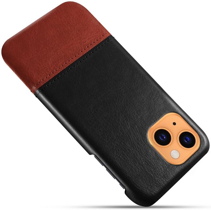 Apple iPhone 13 Mini Hoesje Kunstleer Back Cover Zwart Bruin afbeelding 4