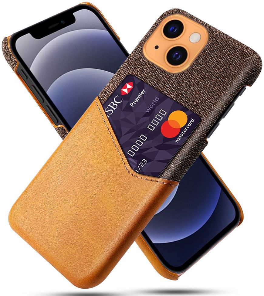 Apple iPhone 13 Mini Hoesje met Kaartsleuf Back Cover Bruin afbeelding 1