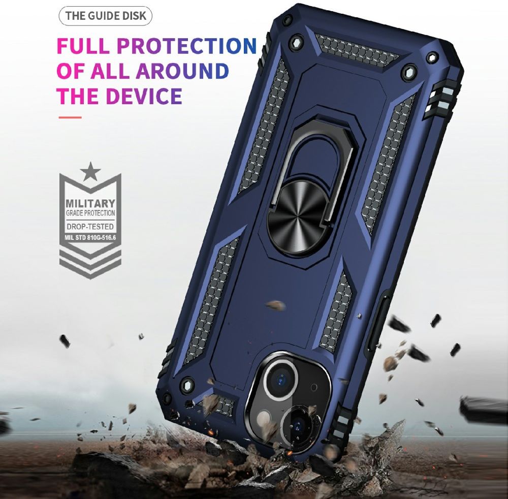 Apple iPhone 13 Hoesje Hybride Back Cover met Standaard Blauw afbeelding 4