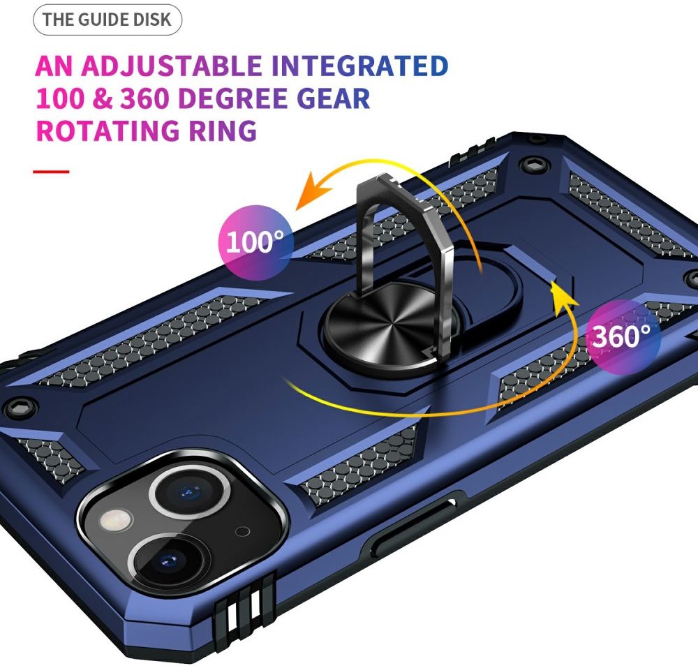 Apple iPhone 13 Hoesje Hybride Back Cover met Standaard Blauw afbeelding 5