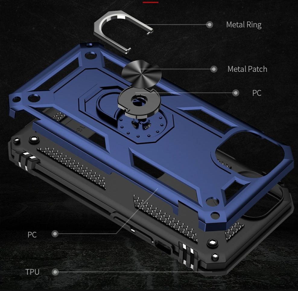 Apple iPhone 13 Hoesje Hybride Back Cover met Standaard Blauw afbeelding 6