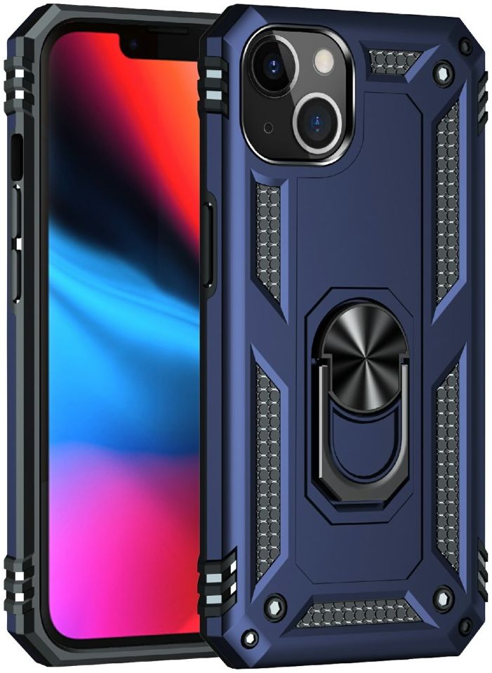 Apple iPhone 13 Hoesje Hybride Back Cover met Standaard Blauw afbeelding 8