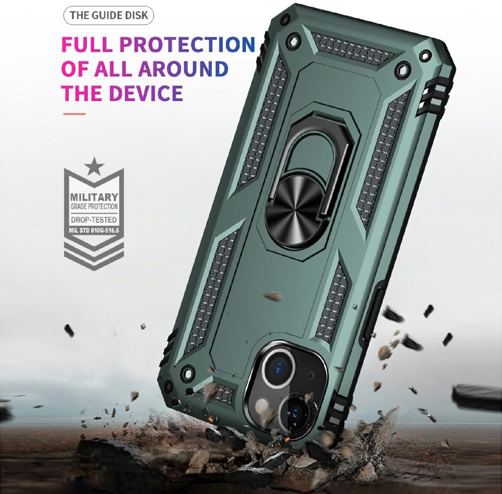 Apple iPhone 13 Hoesje Hybride Back Cover met Standaard Groen afbeelding 4