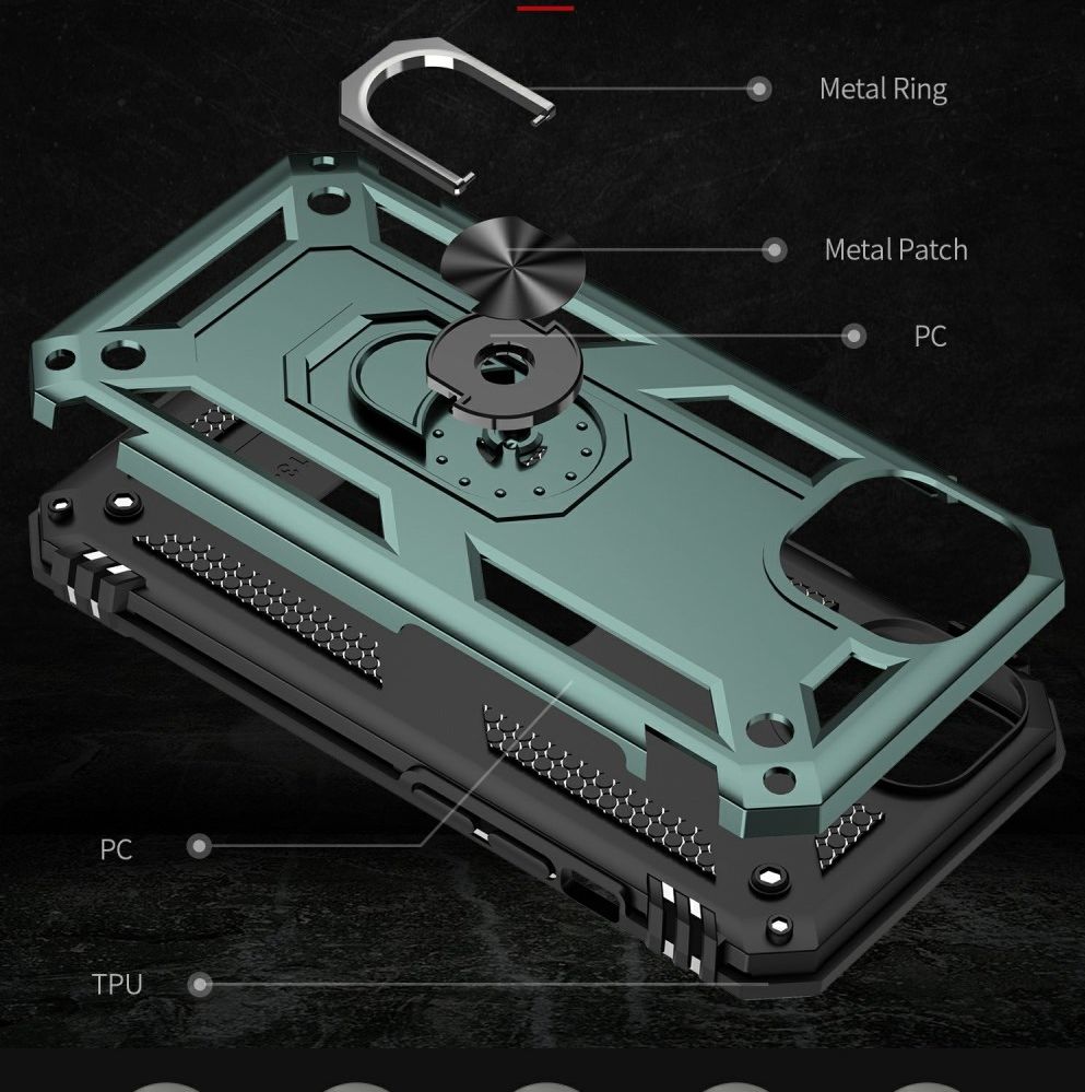 Apple iPhone 13 Hoesje Hybride Back Cover met Standaard Groen afbeelding 6