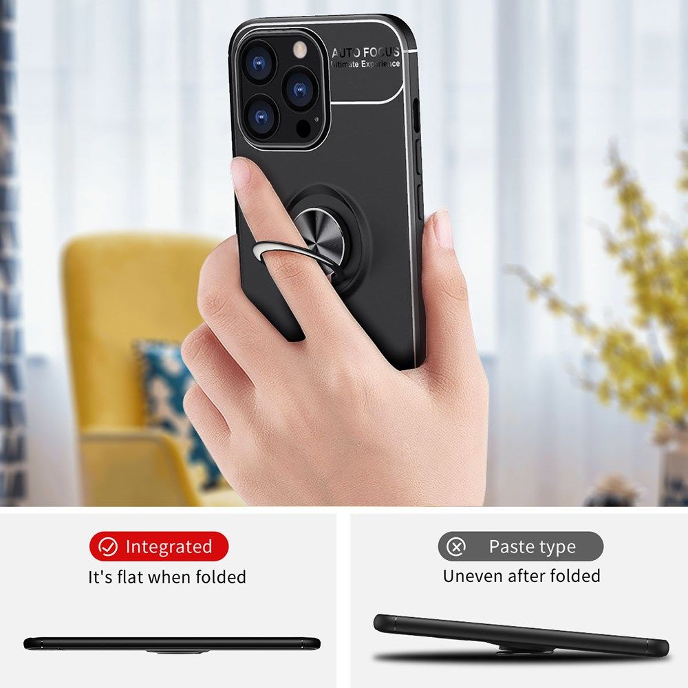 Apple iPhone 13 Pro Hoesje met Magnetische Ring Kickstand Zwart afbeelding 8
