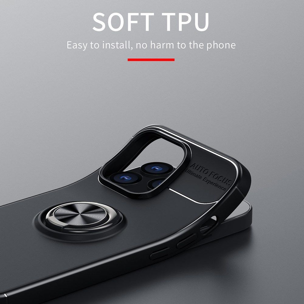 Apple iPhone 13 Pro Hoesje met Magnetische Ring Kickstand Zwart afbeelding 3