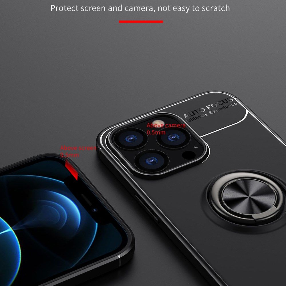 Apple iPhone 13 Pro Hoesje met Magnetische Ring Kickstand Zwart afbeelding 9