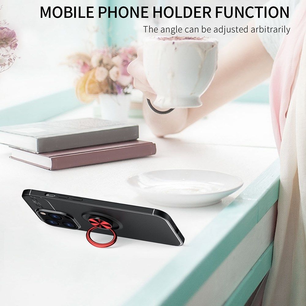 Apple iPhone 13 Pro Max Hoesje met Magnetische Ring Kickstand Zwart afbeelding 5