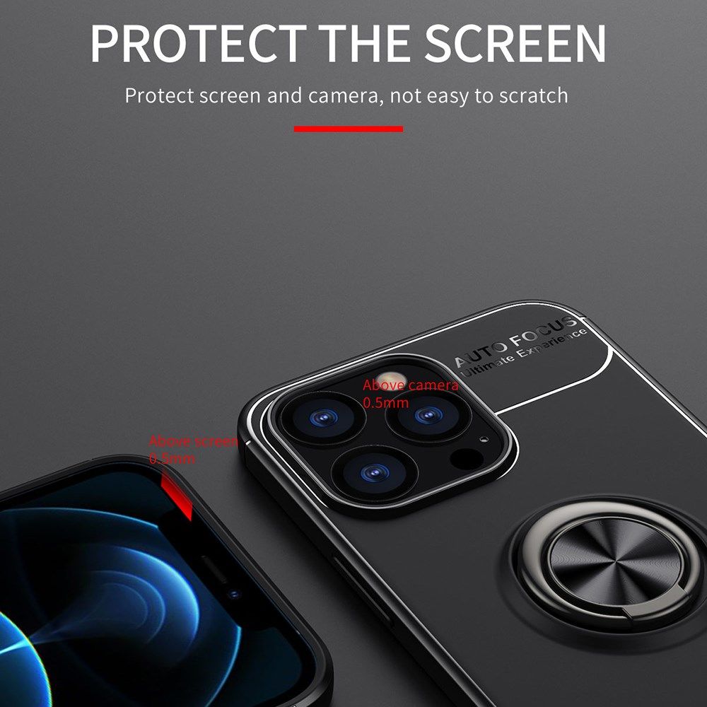 Apple iPhone 13 Pro Max Hoesje met Magnetische Ring Kickstand Zwart afbeelding 7