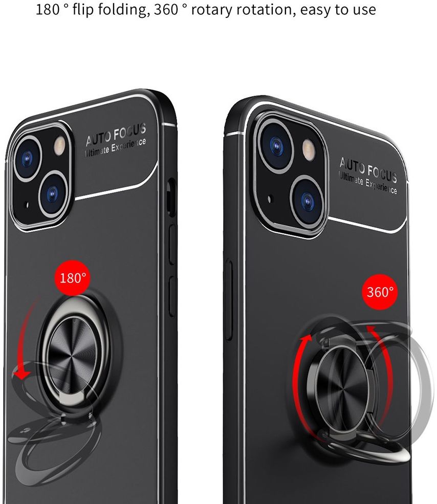 Apple iPhone 13 Mini Hoesje met Magnetische Ring Kickstand Zwart Blauw afbeelding 8