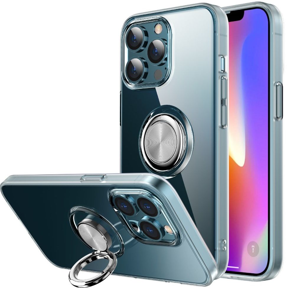 Apple iPhone 13 Hoesje Ring Kickstand Back Cover Transparant afbeelding 1
