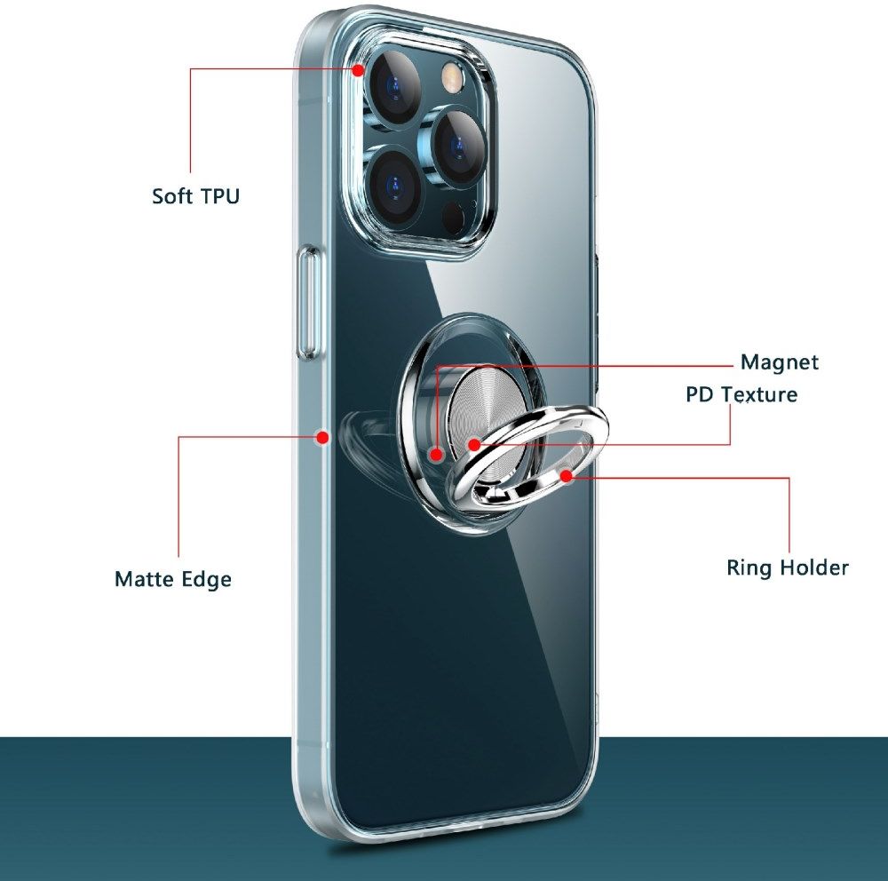 Apple iPhone 13 Hoesje Ring Kickstand Back Cover Transparant afbeelding 8