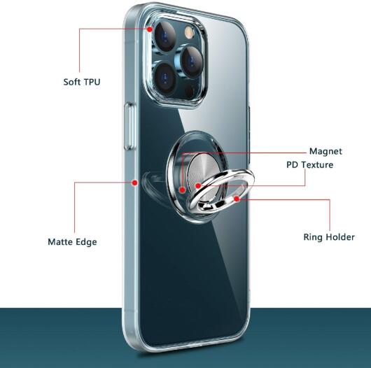 Apple iPhone 13 Hoesje Ring Kickstand Back Cover Transparant afbeelding 8