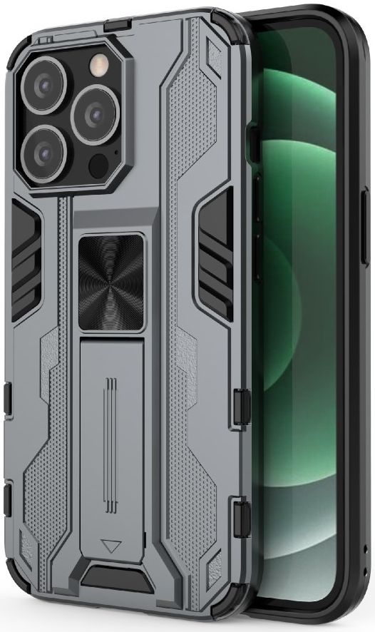 Apple iPhone 13 Pro Max Hoesje Back Cover Magnetische Kickstand Grijs afbeelding 1