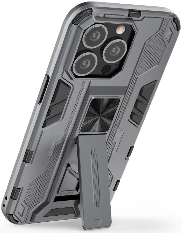 Apple iPhone 13 Pro Max Hoesje Back Cover Magnetische Kickstand Grijs afbeelding 3