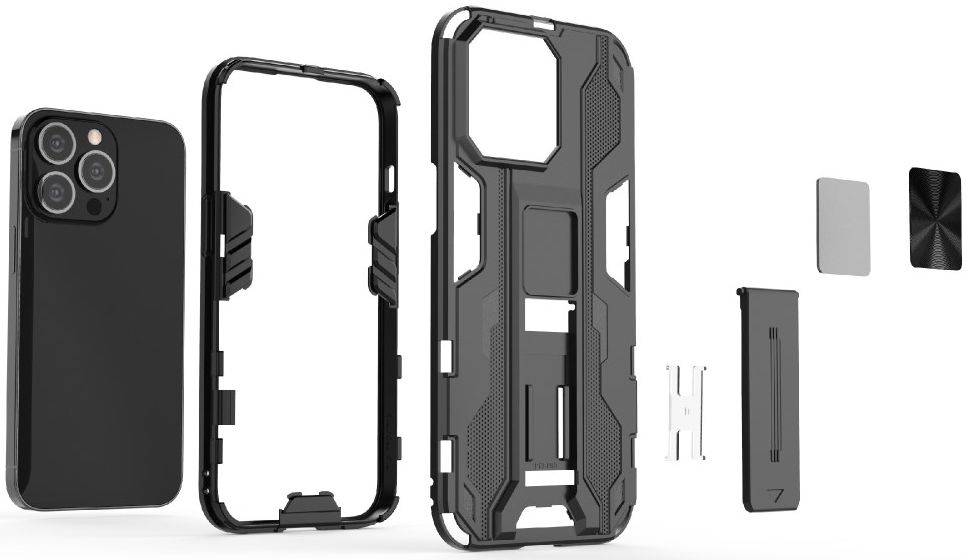 Apple iPhone 13 Pro Max Hoesje Back Cover Magnetische Kickstand Grijs afbeelding 2