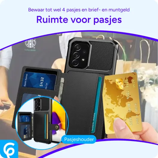 Samsung Galaxy A52 / A52S 3 in 1 Back Cover Portemonnee Hoesje Zwart afbeelding 2