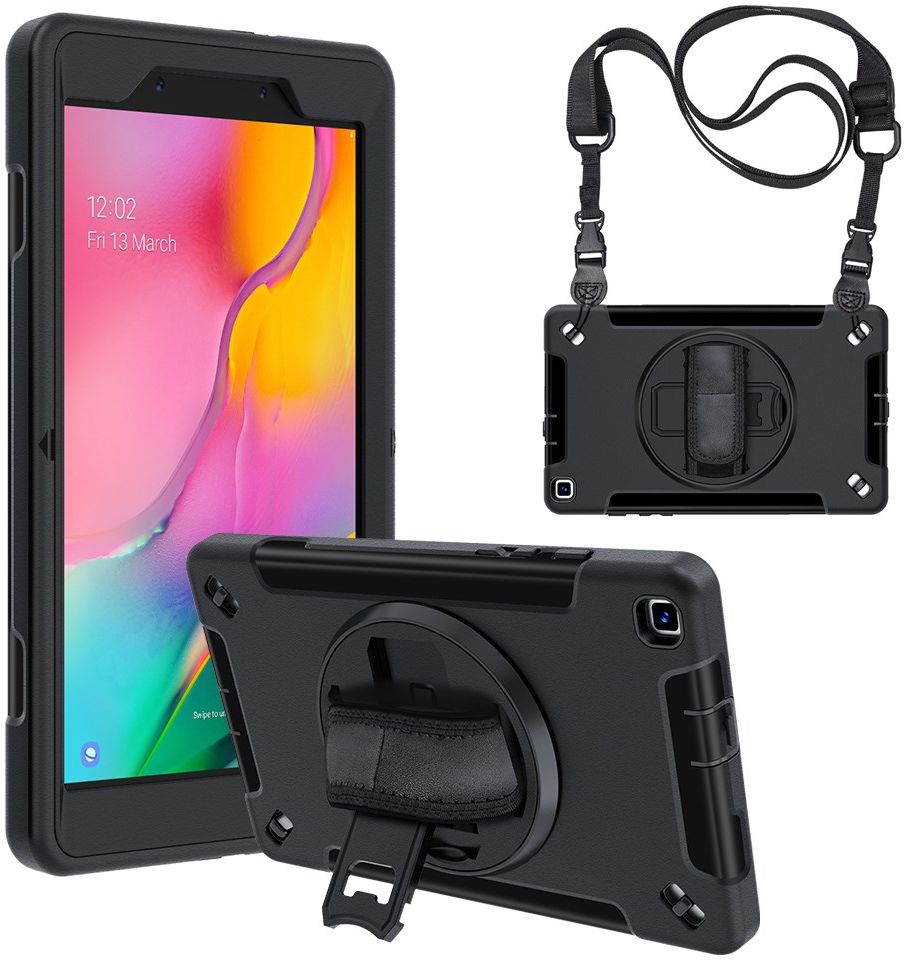 Samsung Galaxy Tab A 8.0 (2019) Hoes 360° Kickstand Back Cover Zwart afbeelding 2