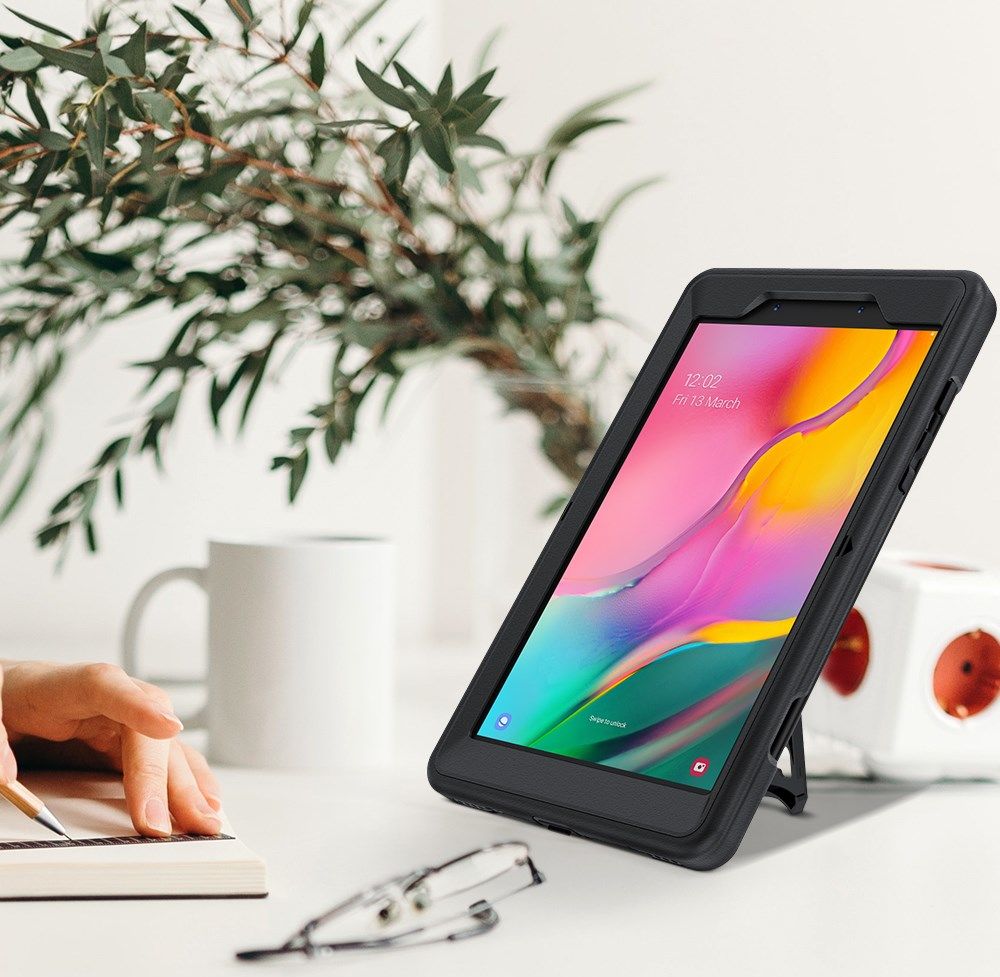 Samsung Galaxy Tab A 8.0 (2019) Hoes 360° Kickstand Back Cover Zwart afbeelding 14
