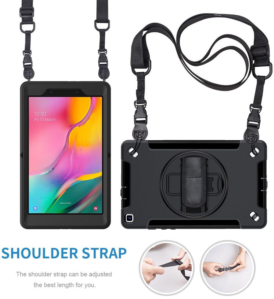 Samsung Galaxy Tab A 8.0 (2019) Hoes 360° Kickstand Back Cover Zwart afbeelding 12