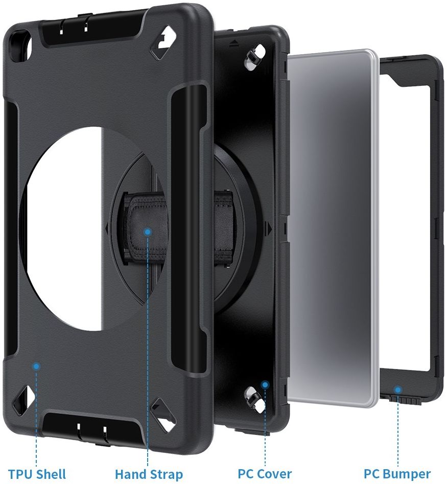 Samsung Galaxy Tab A 8.0 (2019) Hoes 360° Kickstand Back Cover Zwart afbeelding 11