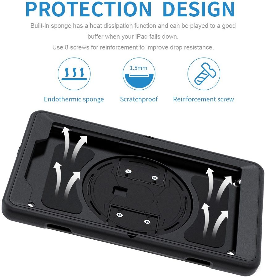 Samsung Galaxy Tab A 8.0 (2019) Hoes 360° Kickstand Back Cover Zwart afbeelding 7