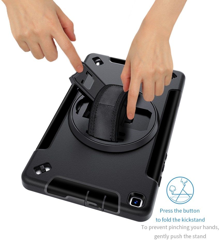 Samsung Galaxy Tab A 8.0 (2019) Hoes 360° Kickstand Back Cover Zwart afbeelding 9